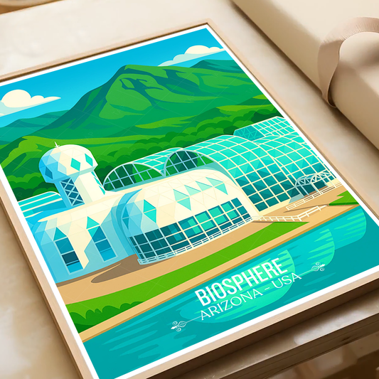 Biosphere - Arizona - USA - Travel Wall Art Deco Poster Print | Modern Style - Art Print - Travel Art Poster