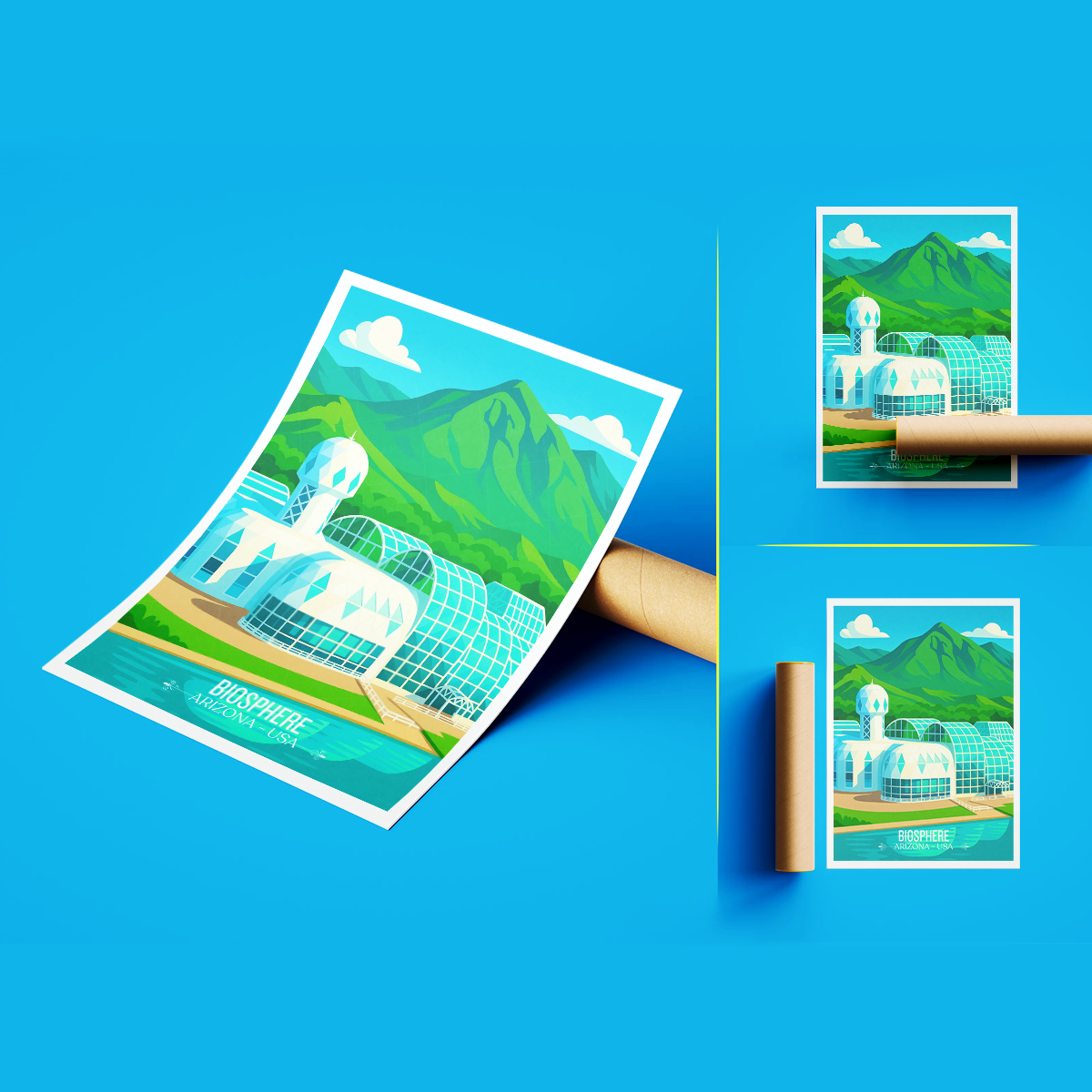 Biosphere - Arizona - USA - Travel Wall Art Deco Poster Print | Modern Style