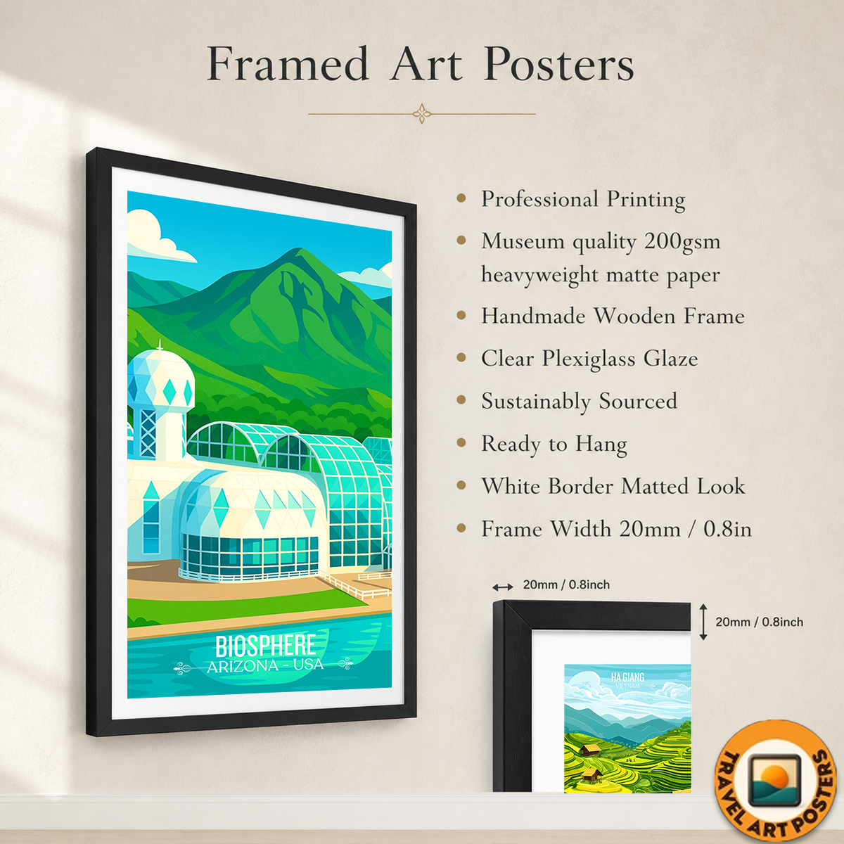Biosphere - Arizona - USA - Travel Wall Art Deco Poster Print | Modern Style