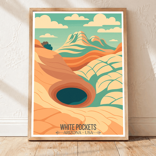 White Pockets - Arizona - USA - Travel Wall Art Deco Poster Print | Modern Style - Travel Art Poster Print
