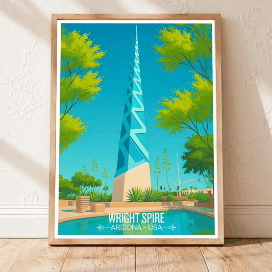 Wright Spire - Arizona - USA - Travel Wall Art Deco Poster Print | Modern Style - Travel Art Poster Print