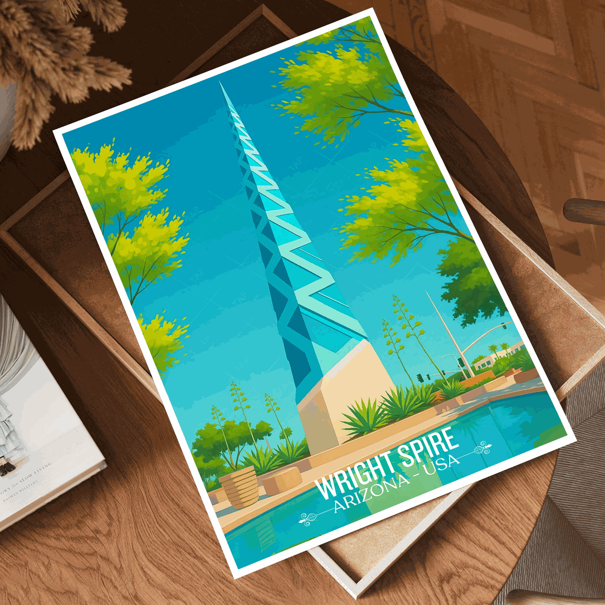 Wright Spire - Arizona - USA - Travel Wall Art Deco Poster Print | Modern Style - Travel Art Poster Print