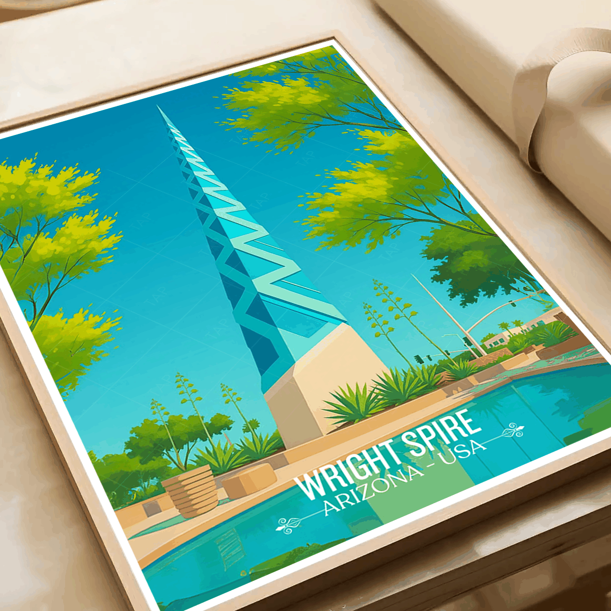 Wright Spire - Arizona - USA - Travel Wall Art Deco Poster Print | Modern Style - Travel Art Poster Print