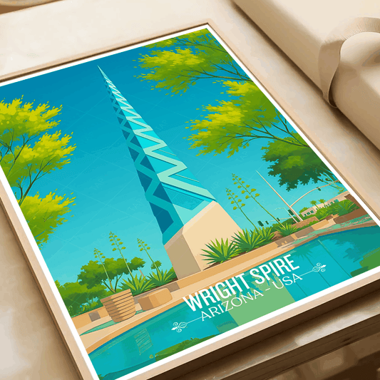 Wright Spire - Arizona - USA - Travel Wall Art Deco Poster Print | Modern Style - Travel Art Poster Print
