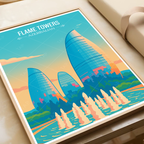 Flame Towers - Azerbaijan - Travel Wall Art Print - Art Print - Travel Art Poster