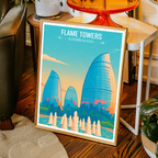 Flame Towers - Azerbaijan - Travel Wall Art Print - Art Print - Travel Art Poster
