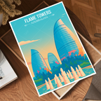 Flame Towers - Azerbaijan - Travel Wall Art Print - Art Print - Travel Art Poster