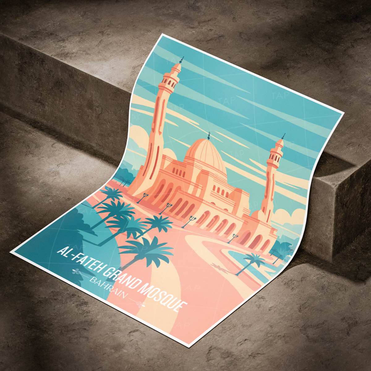 Al-Fateh Grand Mosque - Bahrain - Travel Wall Art Print - Art Print - Travel Art Poster