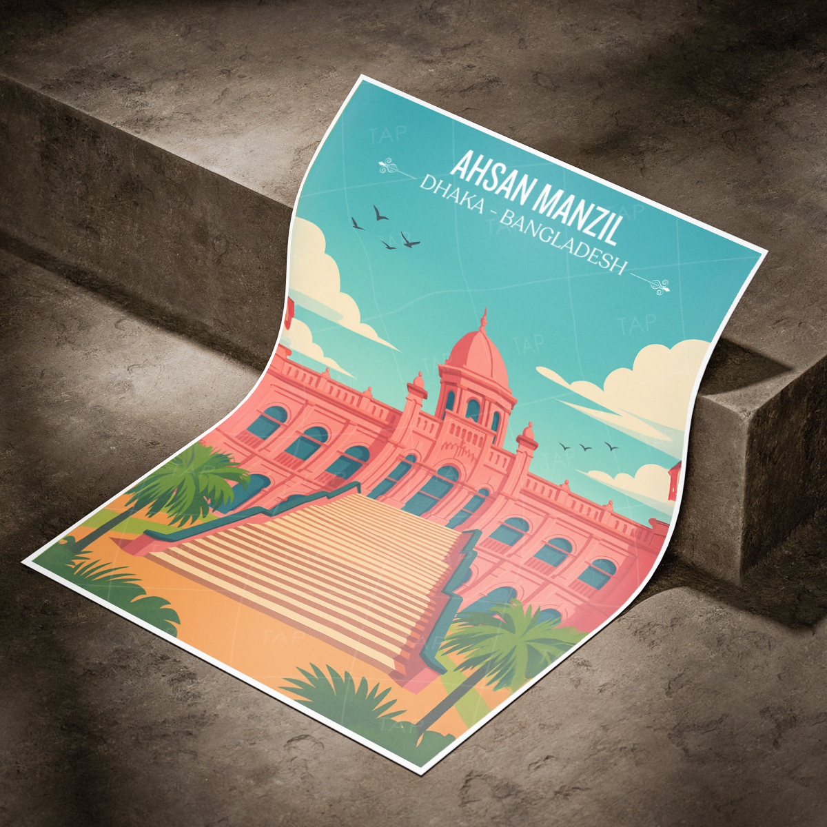 Ahsan Manzil - Bangladesh - Travel Wall Art Print - Art Print - Travel Art Poster