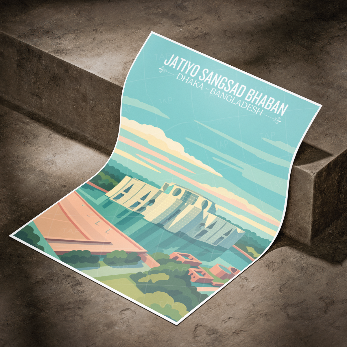 Jatiyo Sangsad Bhaban - Dhaka - Bangladesh - Travel Wall Art Print - Art Print - Travel Art Poster