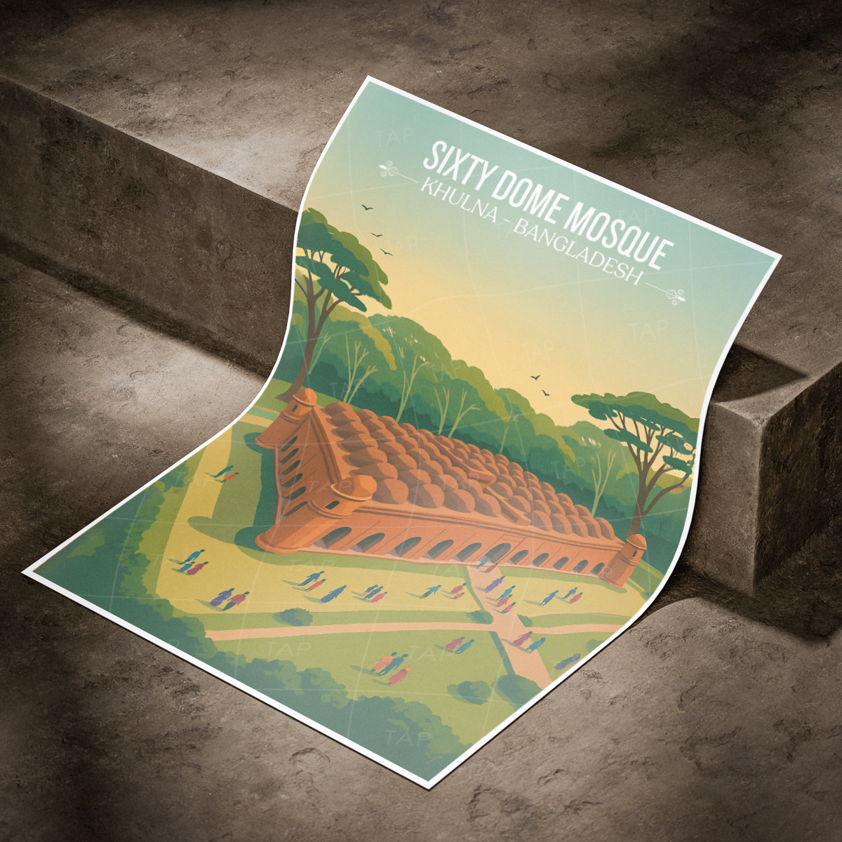 Sixty Dome Mosque - Khulna - Bangladesh - Travel Wall Art Print - Art Print - Travel Art Poster