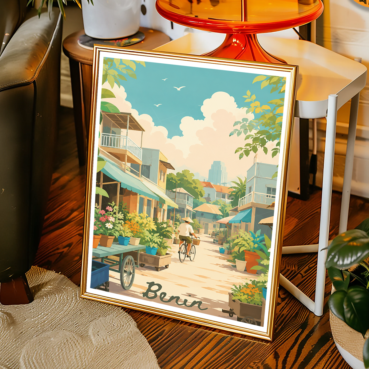 Benin - Travel Poster Vintage Style Wall Art Print - Travel Art Poster Print
