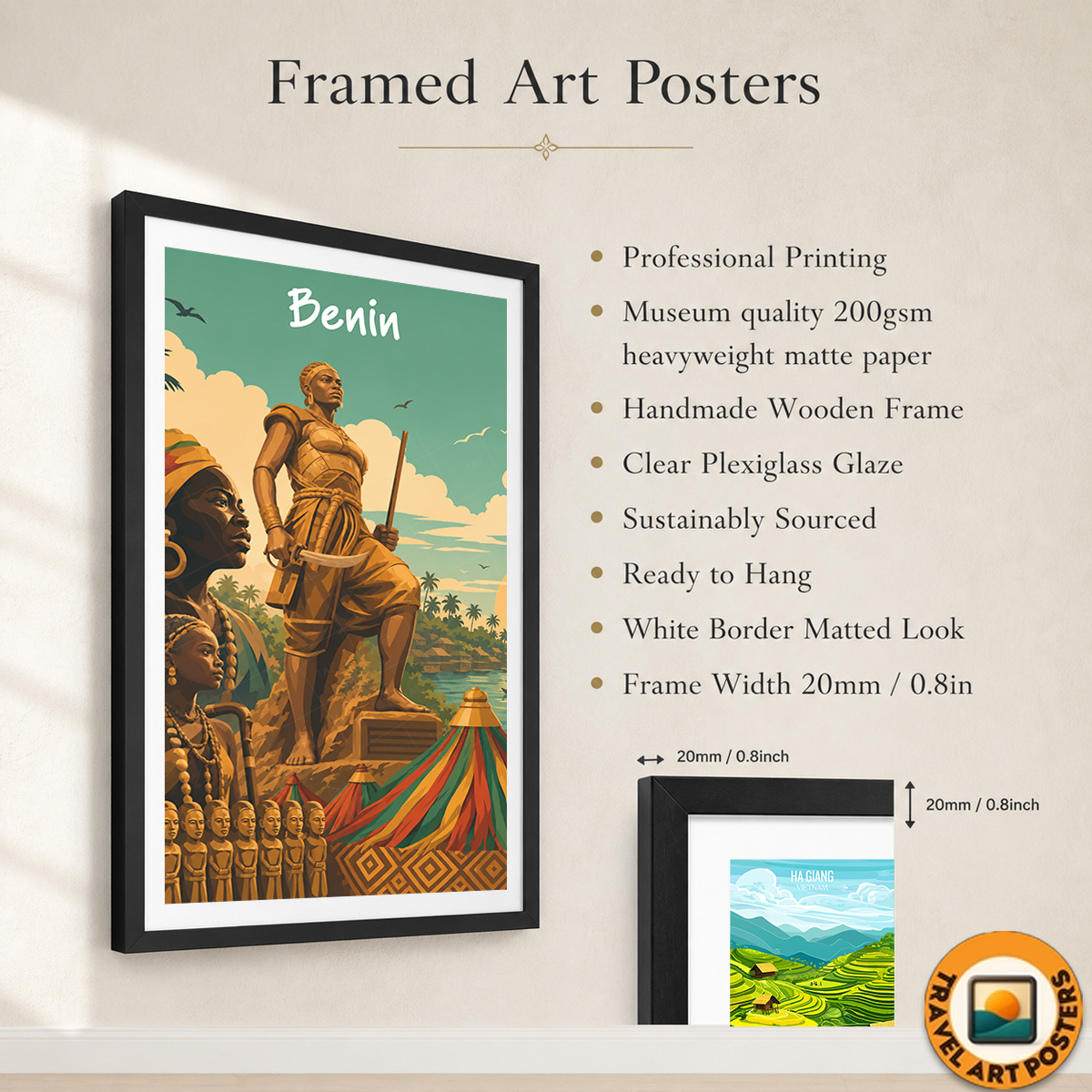 Benin - Travel Poster Vintage Style Wall Art Print - Travel Art Poster Print