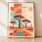 Benin - Travel Poster Vintage Style Wall Art Print - Travel Art Poster Print