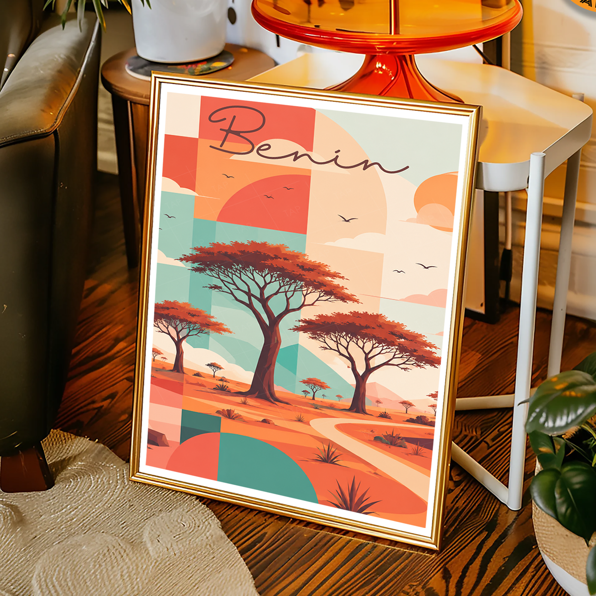Benin - Travel Poster Vintage Style Wall Art Print - Travel Art Poster Print