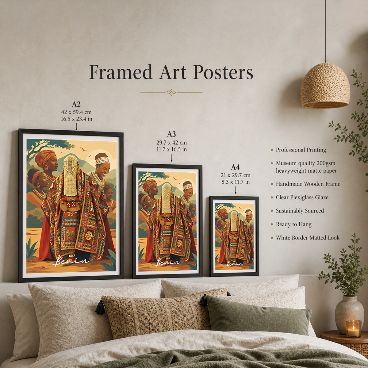 Benin - Travel Poster Vintage Style Wall Art Print - Travel Art Poster Print