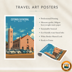 Cotonou Cathedral - Benin - Travel Poster Vintage Style Wall Art Print - Travel Art Poster Print