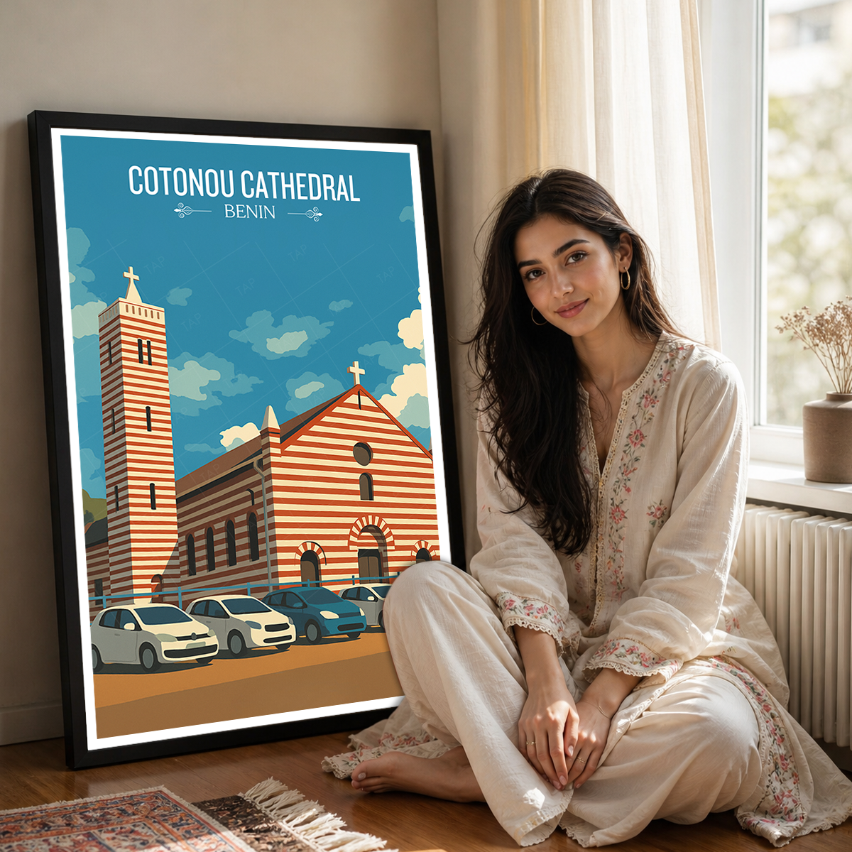 Cotonou Cathedral - Benin - Travel Poster Vintage Style Wall Art Print - Travel Art Poster Print