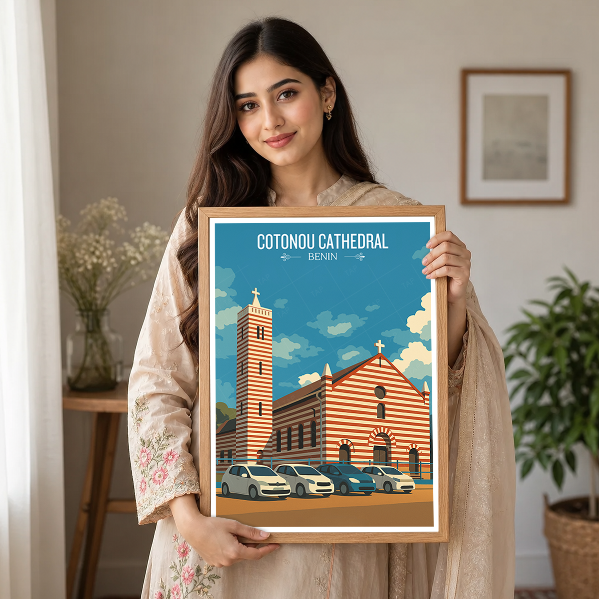 Cotonou Cathedral - Benin - Travel Poster Vintage Style Wall Art Print - Travel Art Poster Print