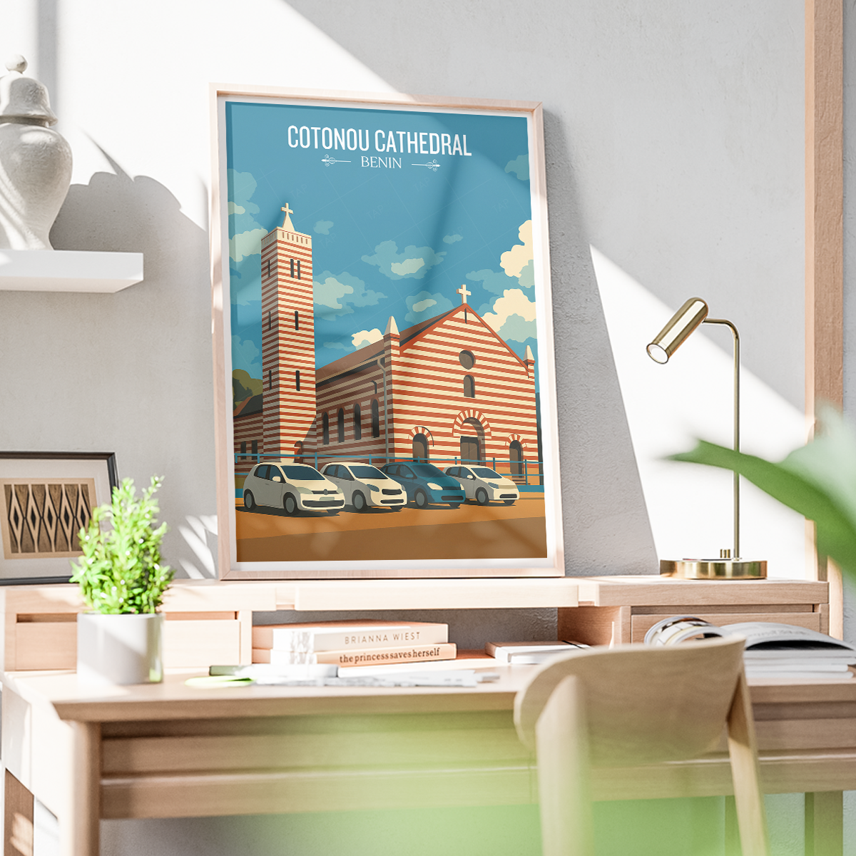 Cotonou Cathedral - Benin - Travel Poster Vintage Style Wall Art Print - Travel Art Poster Print