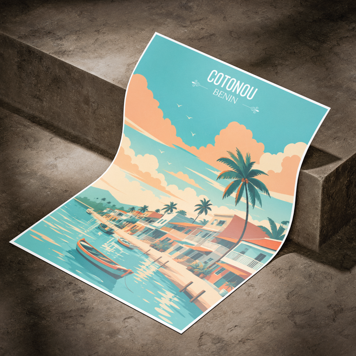 Cotonou - Benin - Travel Poster Vintage Style Wall Art Print - Travel Art Poster Print