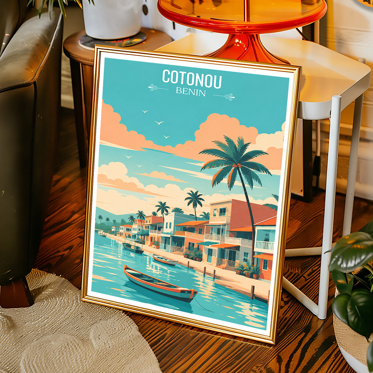 Cotonou - Benin - Travel Poster Vintage Style Wall Art Print - Travel Art Poster Print