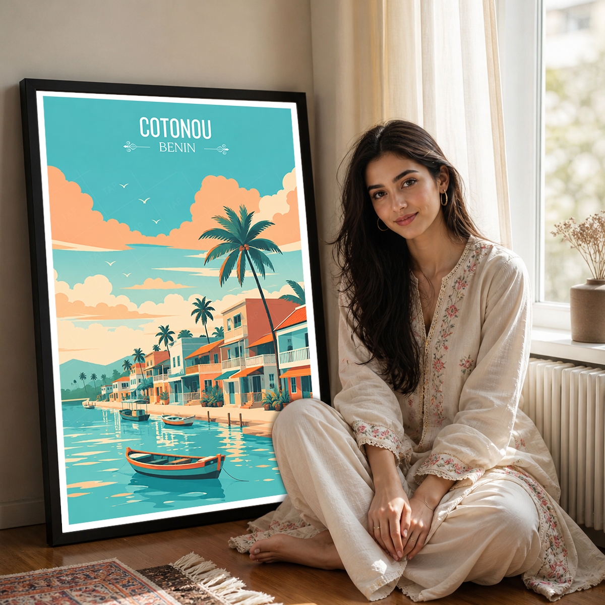 Cotonou - Benin - Travel Poster Vintage Style Wall Art Print - Travel Art Poster Print