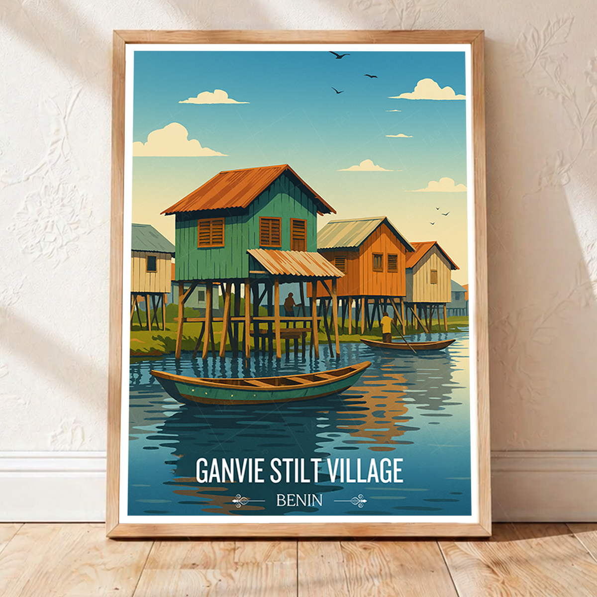 Ganvie Stilt Village - Benin - Travel Poster Vintage Style Wall Art Print - Travel Art Poster Print