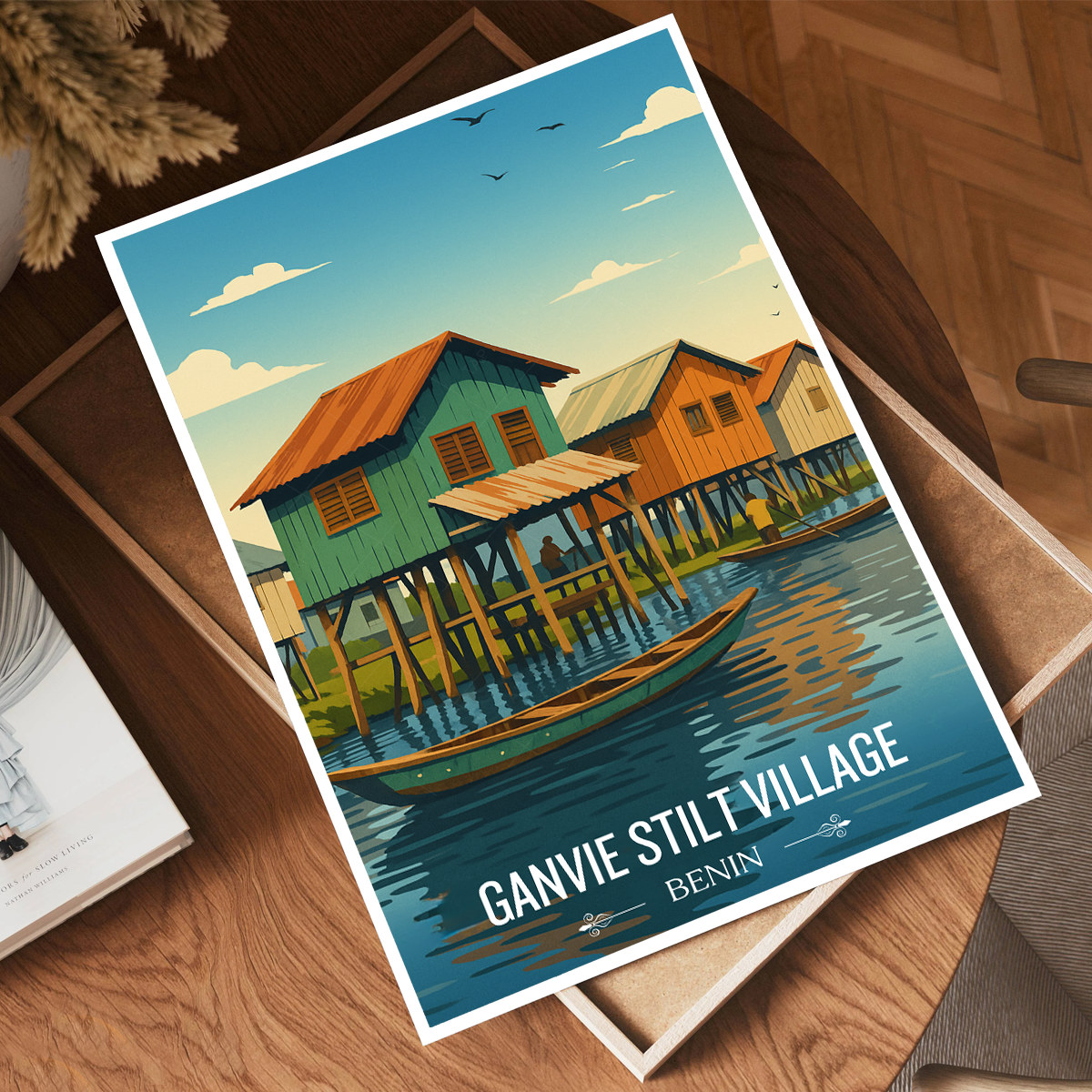 Ganvie Stilt Village - Benin - Travel Poster Vintage Style Wall Art Print - Travel Art Poster Print