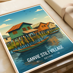 Ganvie Stilt Village - Benin - Travel Poster Vintage Style Wall Art Print - Travel Art Poster Print