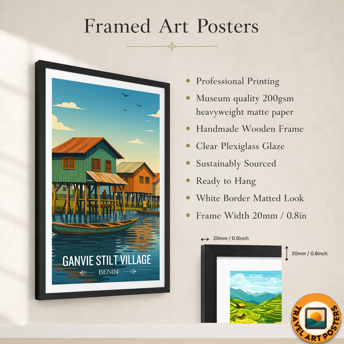 Ganvie Stilt Village - Benin - Travel Poster Vintage Style Wall Art Print - Travel Art Poster Print