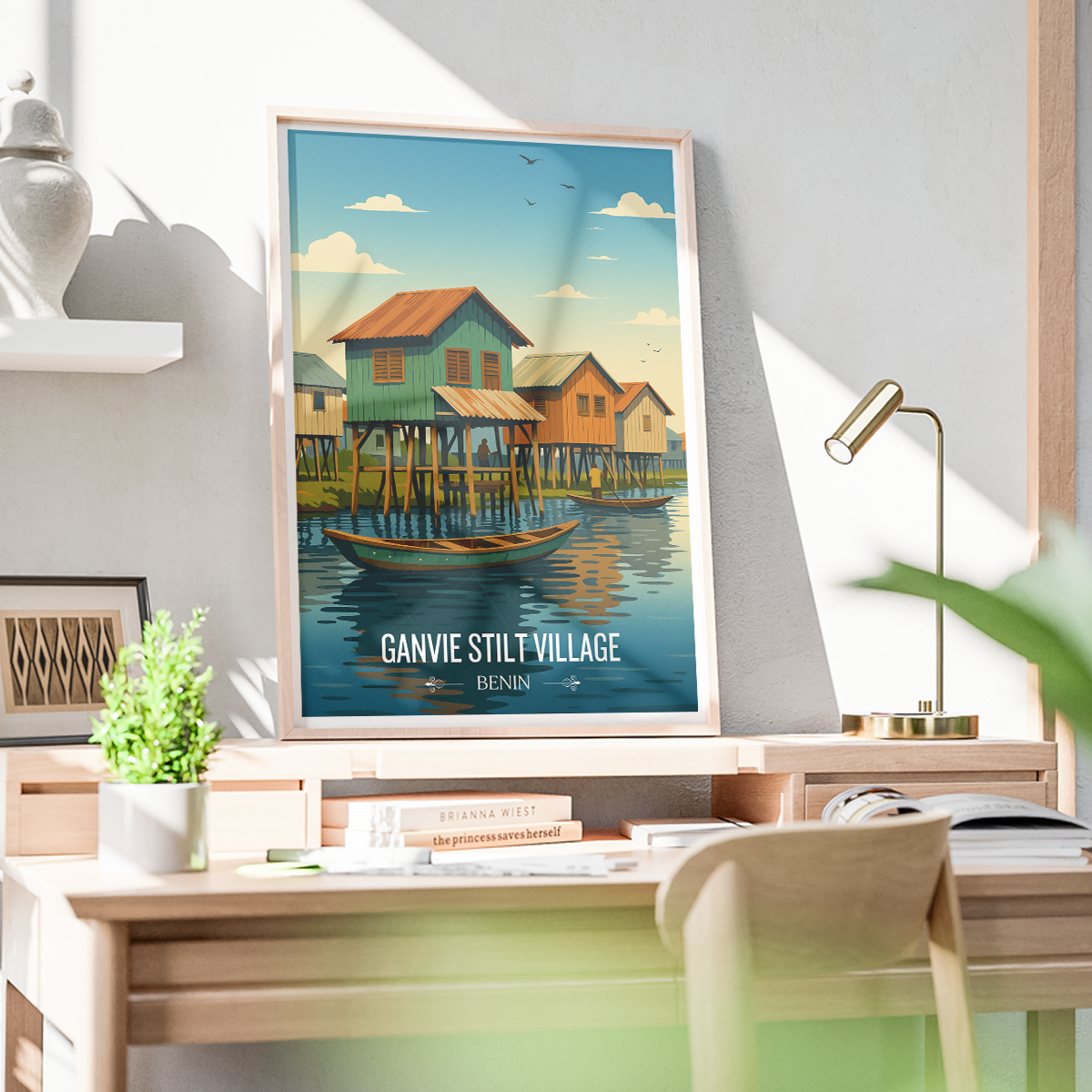 Ganvie Stilt Village - Benin - Travel Poster Vintage Style Wall Art Print - Travel Art Poster Print