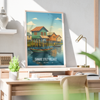 Ganvie Stilt Village - Benin - Travel Poster Vintage Style Wall Art Print - Travel Art Poster Print