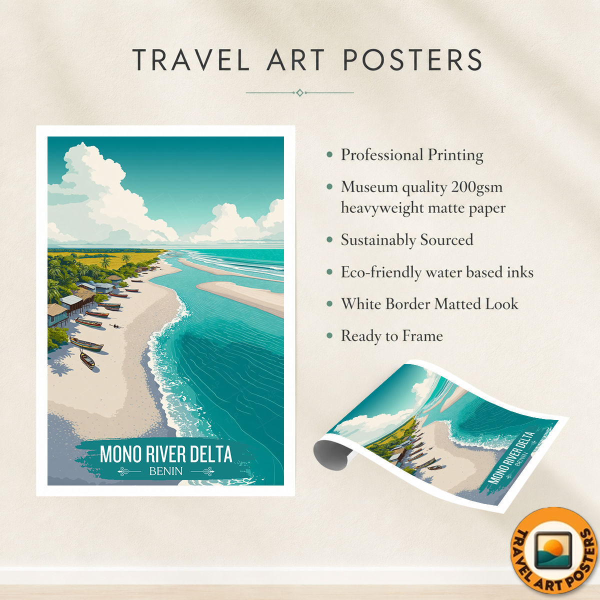 Mono River Delta - Benin - Travel Poster Vintage Style Wall Art Print - Travel Art Poster Print