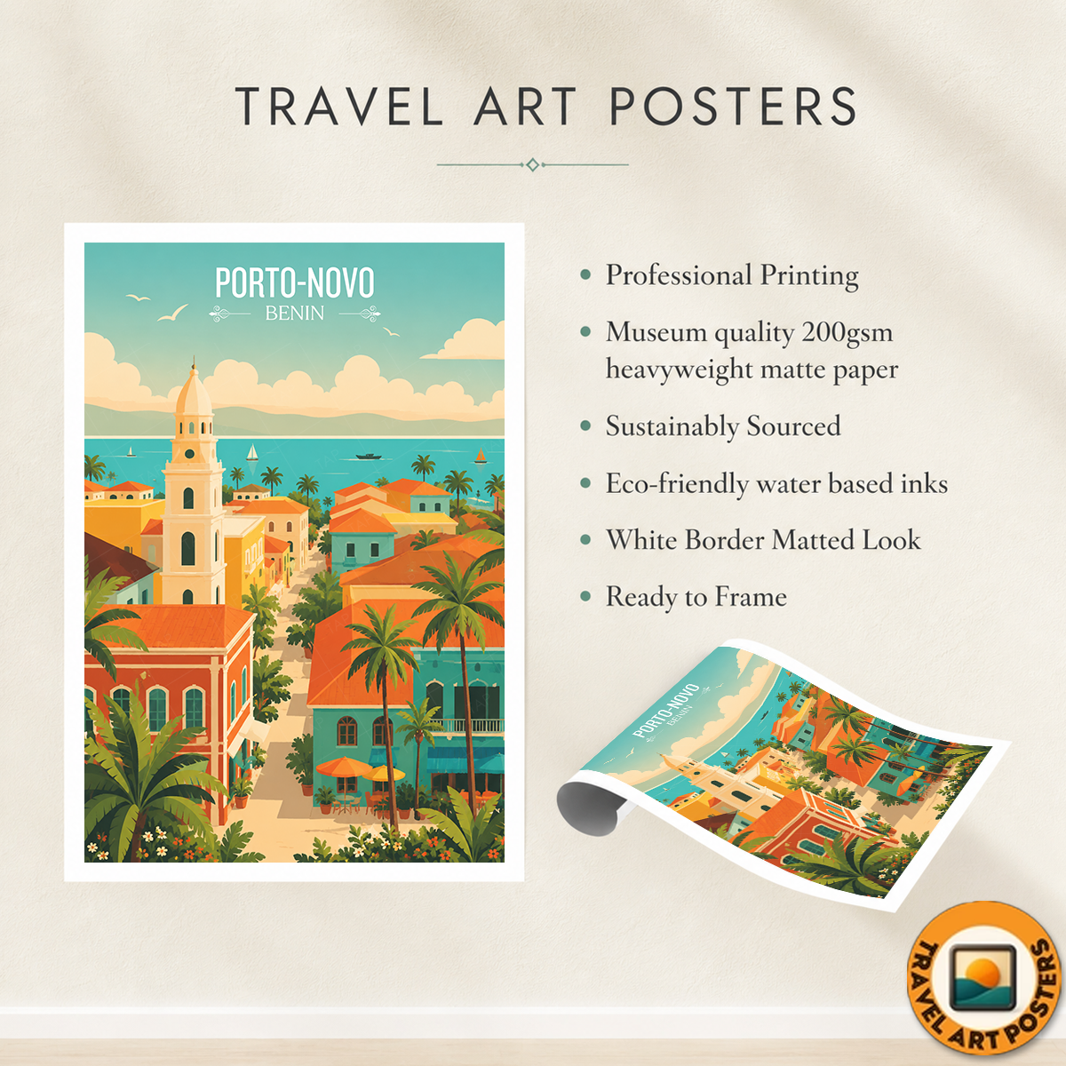 Porto-Novo - Benin - Travel Poster Vintage Style Wall Art Print - Travel Art Poster Print