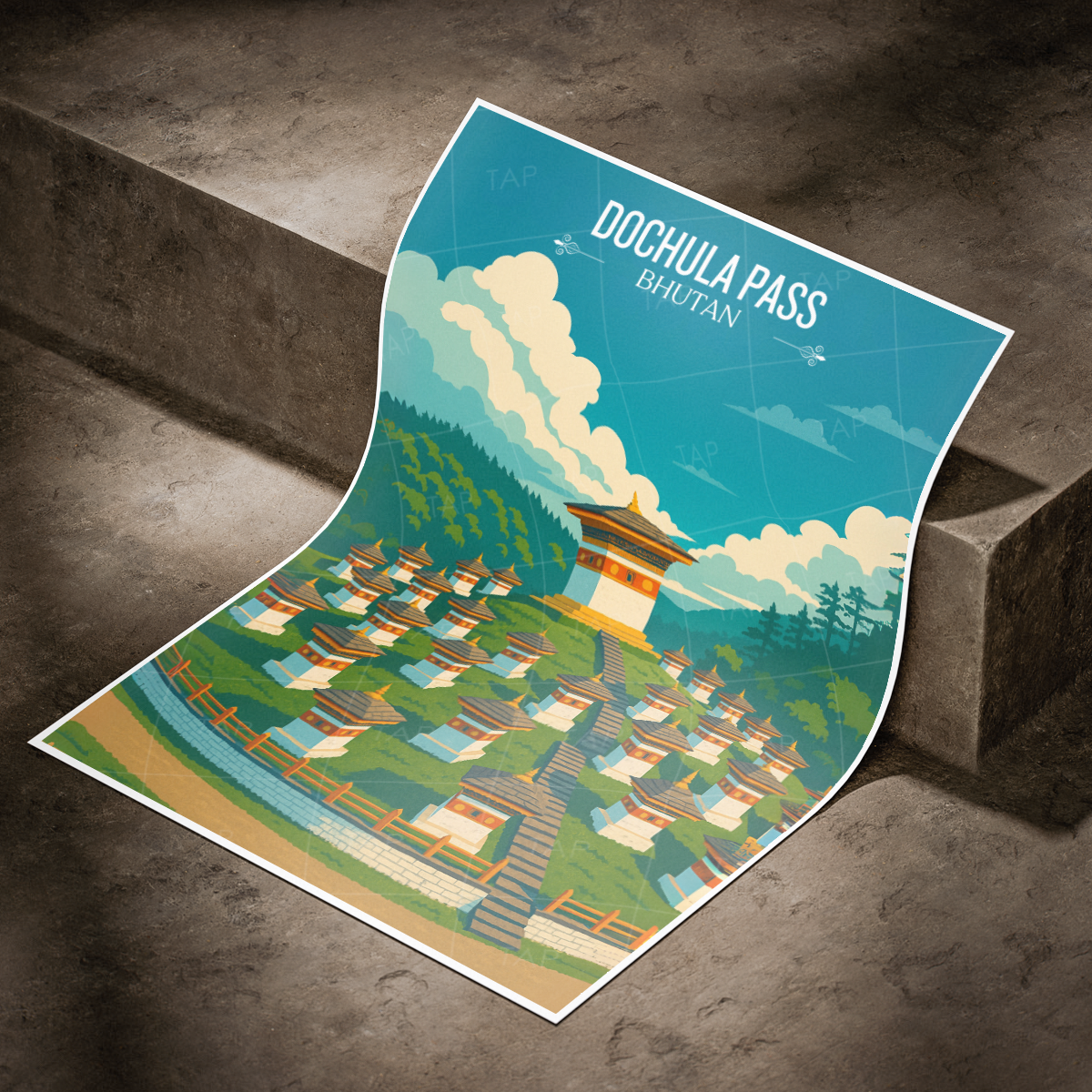 Dochula Pass - Bhutan - Travel Wall Art Print - Art Print - Travel Art Poster
