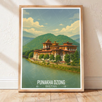 Punakha Dzong - Bhutan - Travel Wall Art Print - Art Print - Travel Art Poster