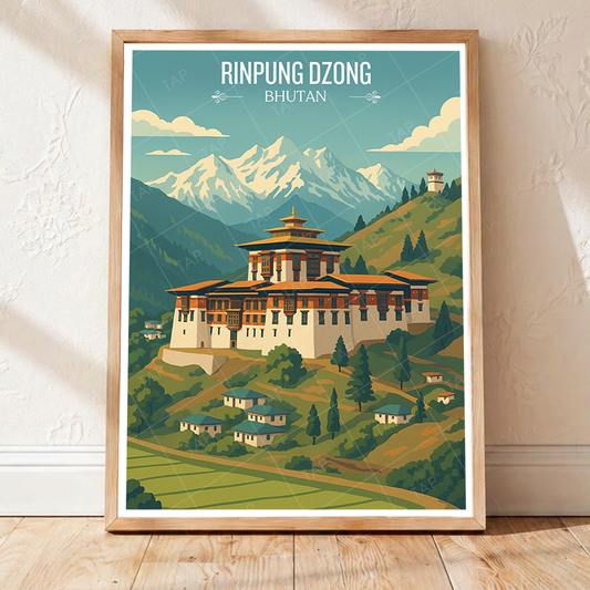 Rinpung Dzong - Bhutan - Travel Wall Art Print - Art Print - Travel Art Poster