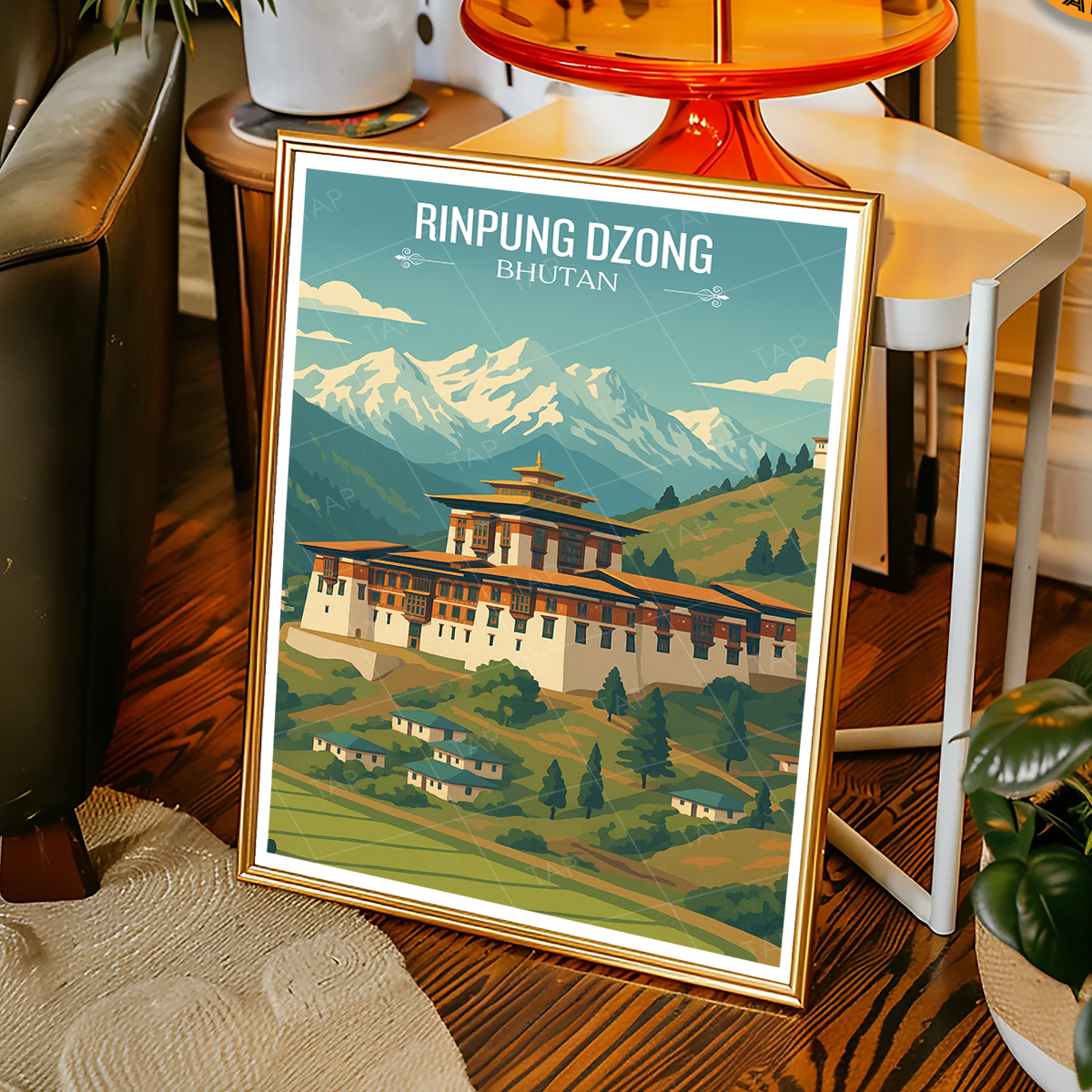 Rinpung Dzong - Bhutan - Travel Wall Art Print - Art Print - Travel Art Poster