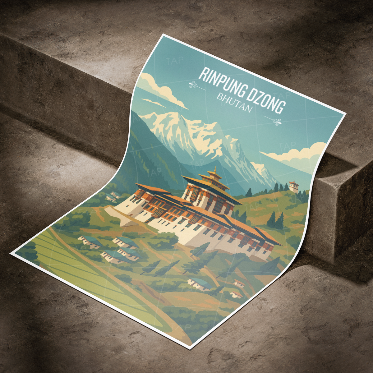 Rinpung Dzong - Bhutan - Travel Wall Art Print - Art Print - Travel Art Poster