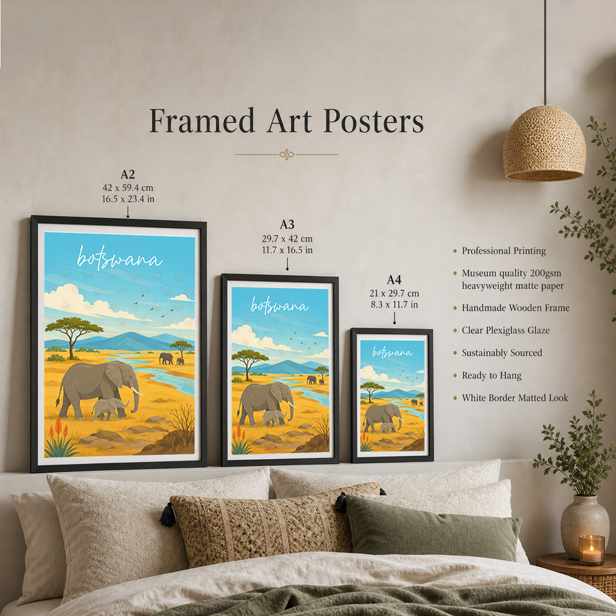 Botswana - Travel Wall Art Deco Poster Print - Travel Art Poster Print