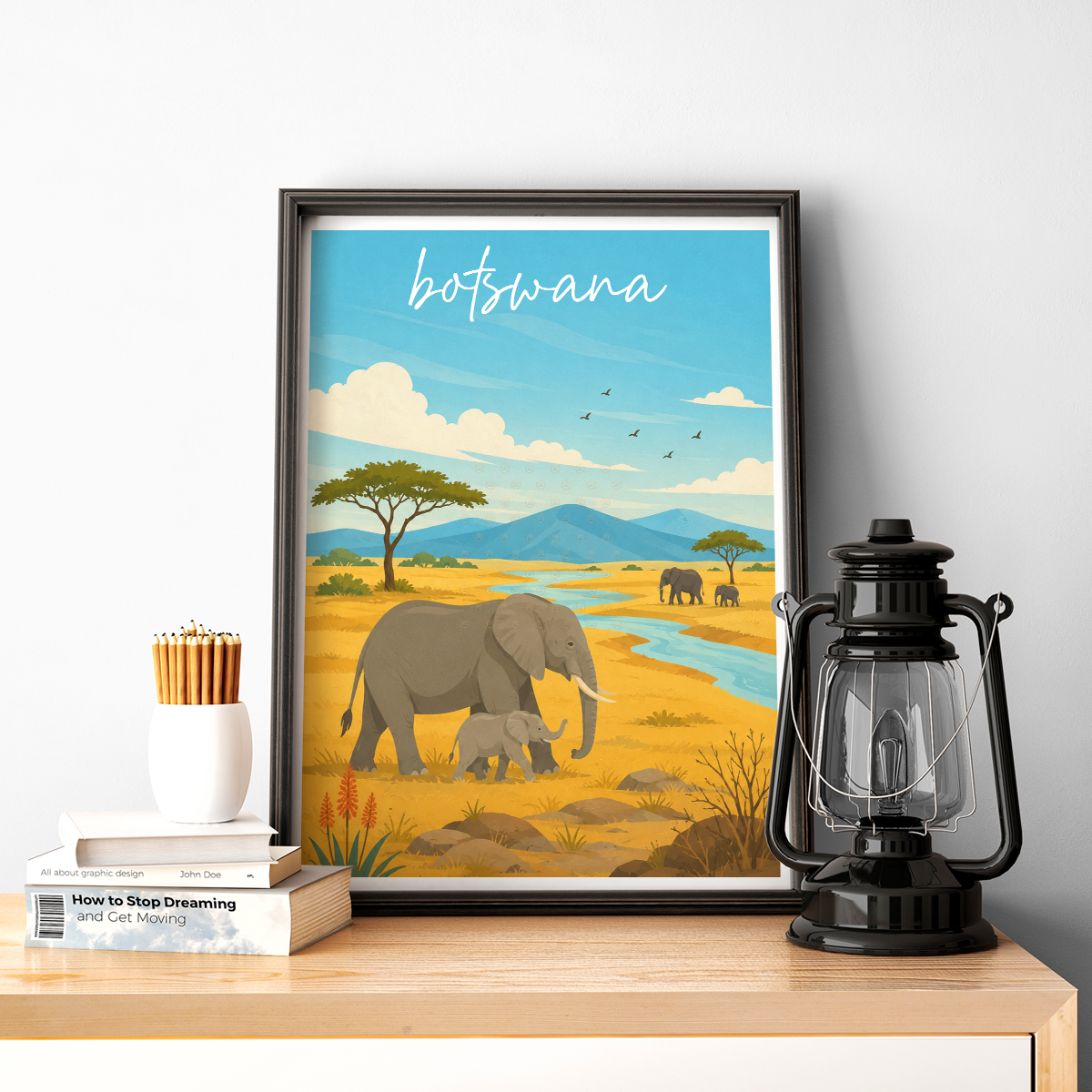 Botswana - Travel Wall Art Deco Poster Print - Travel Art Poster Print
