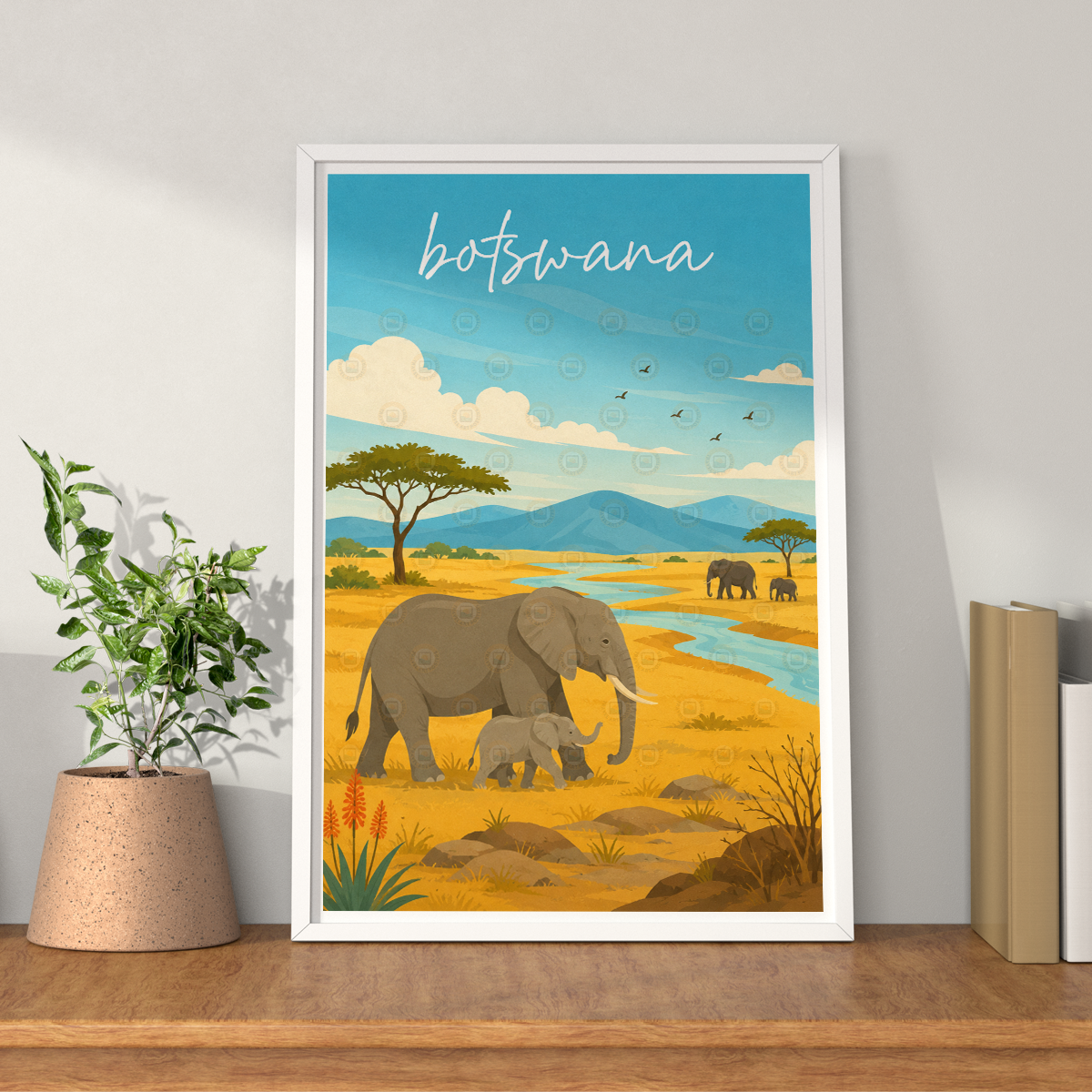Botswana - Travel Wall Art Deco Poster Print - Travel Art Poster Print