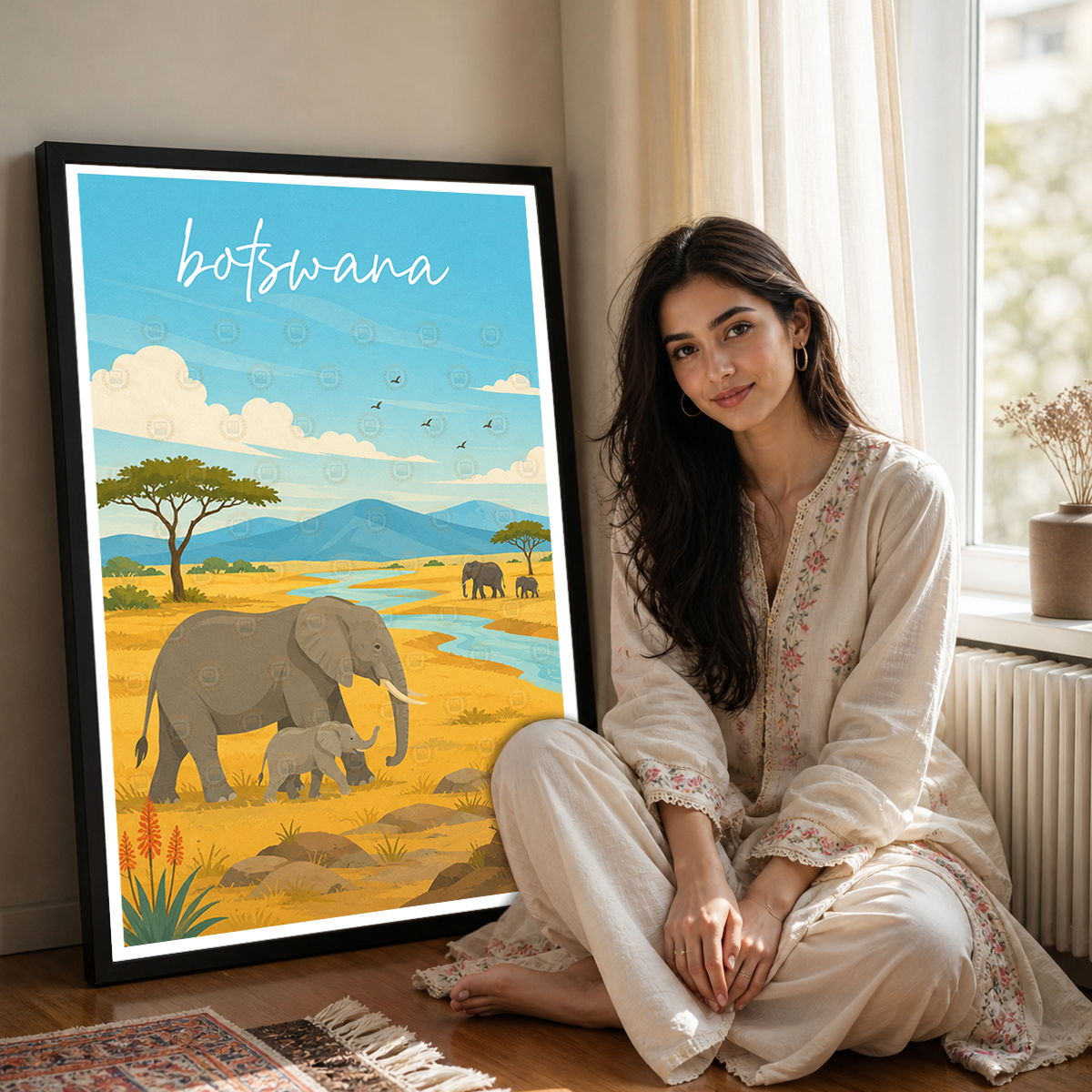 Botswana - Travel Wall Art Deco Poster Print - Travel Art Poster Print