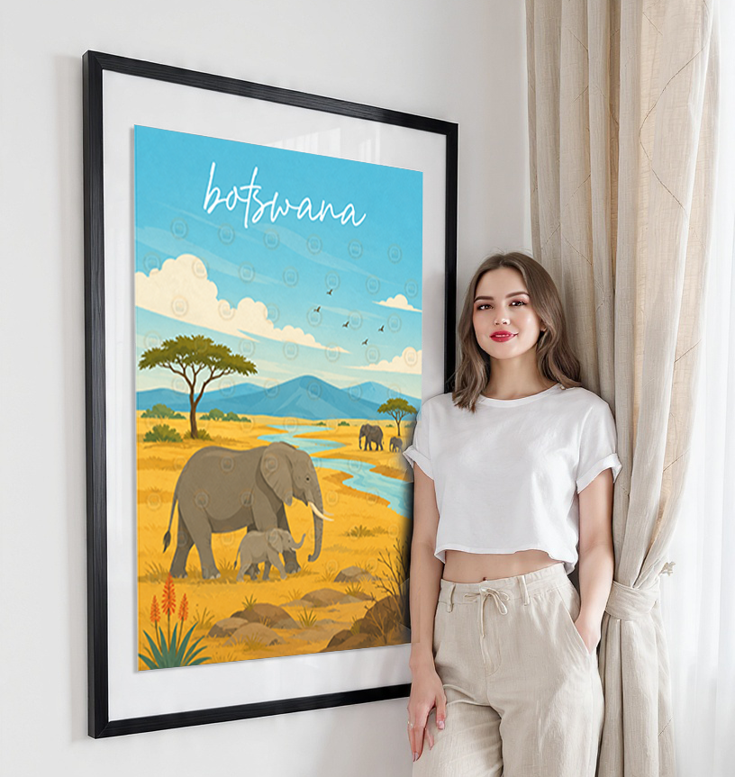Botswana - Travel Wall Art Deco Poster Print - Travel Art Poster Print