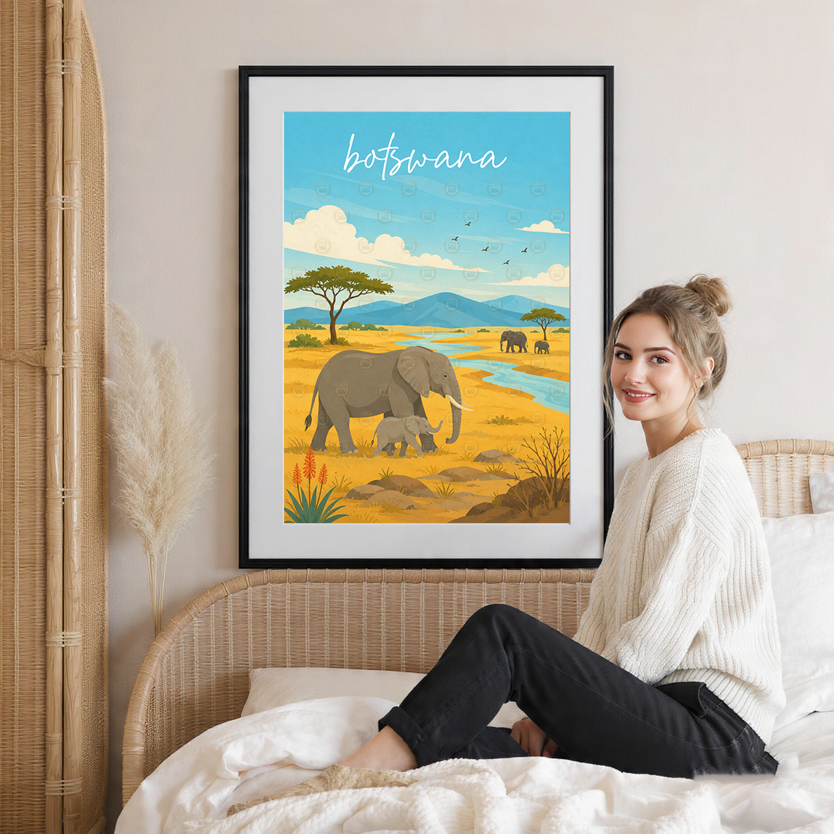 Botswana - Travel Wall Art Deco Poster Print - Travel Art Poster Print