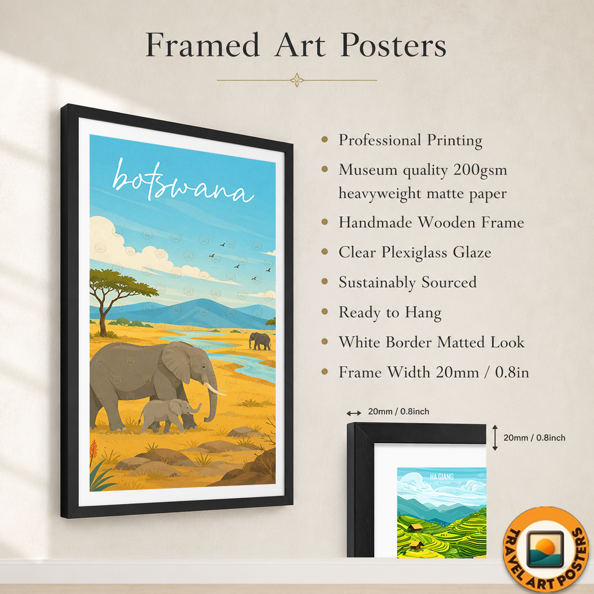 Botswana - Travel Wall Art Deco Poster Print - Travel Art Poster Print