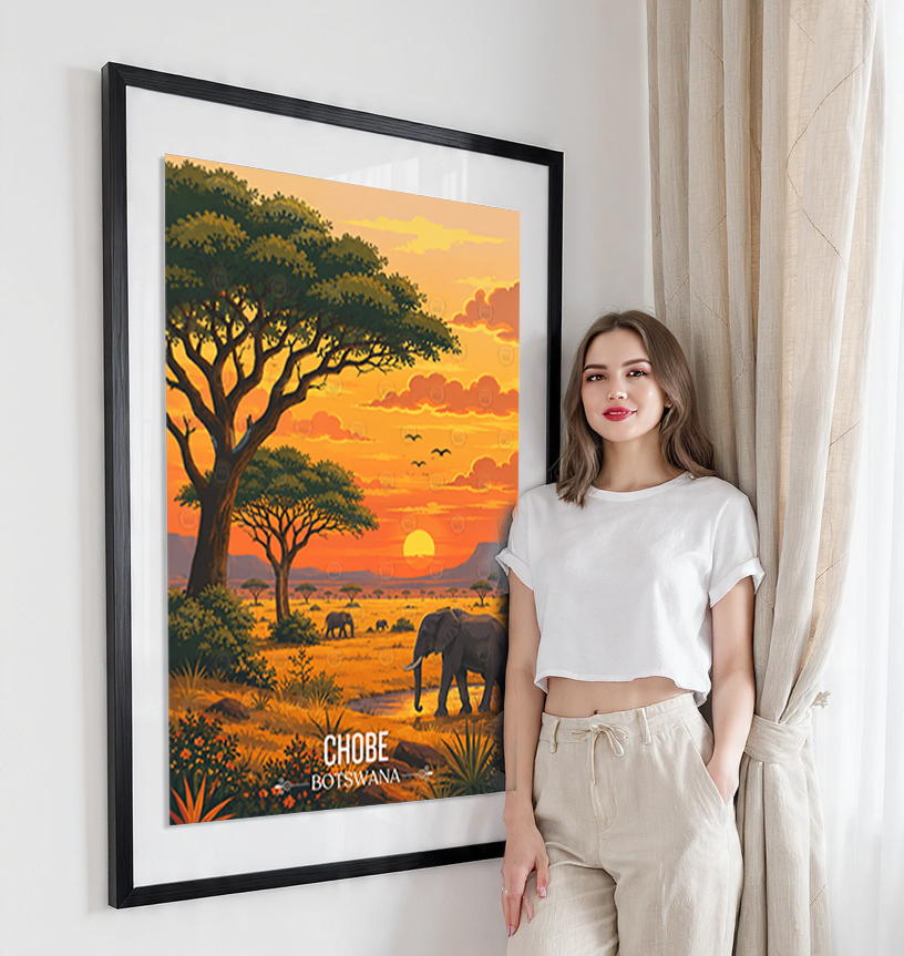 Chobe National Park - Botswana - Travel Wall Art Deco Poster Print - Travel Art Poster Print