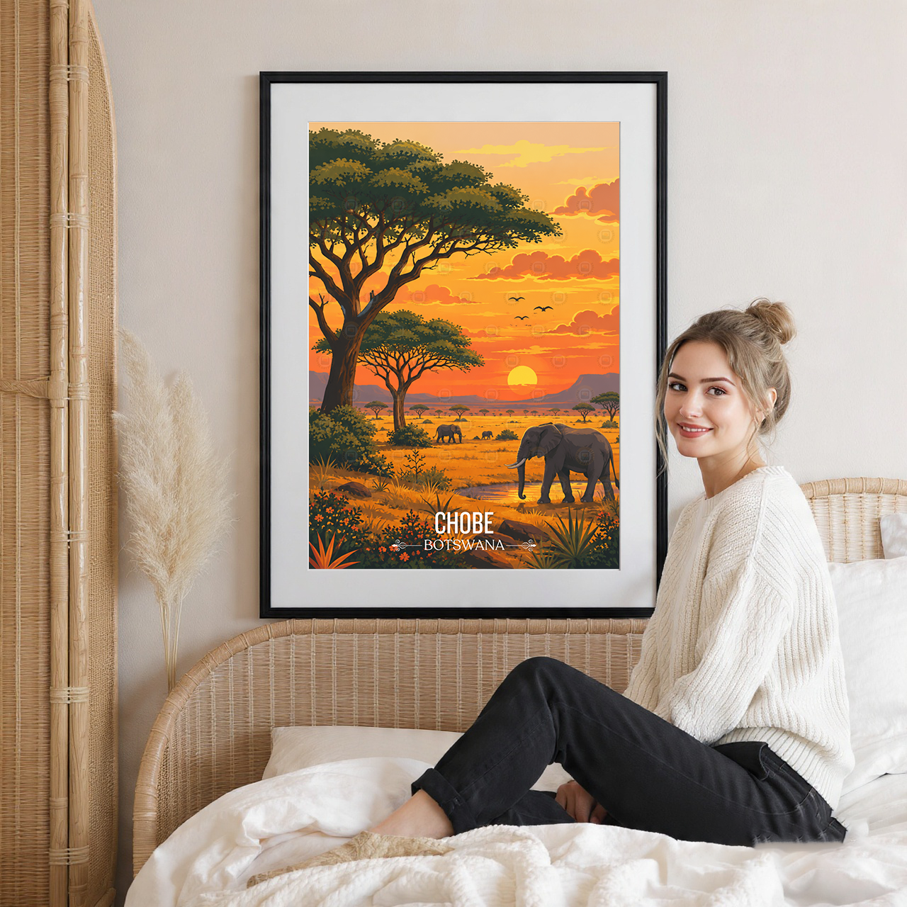 Chobe National Park - Botswana - Travel Wall Art Deco Poster Print - Travel Art Poster Print