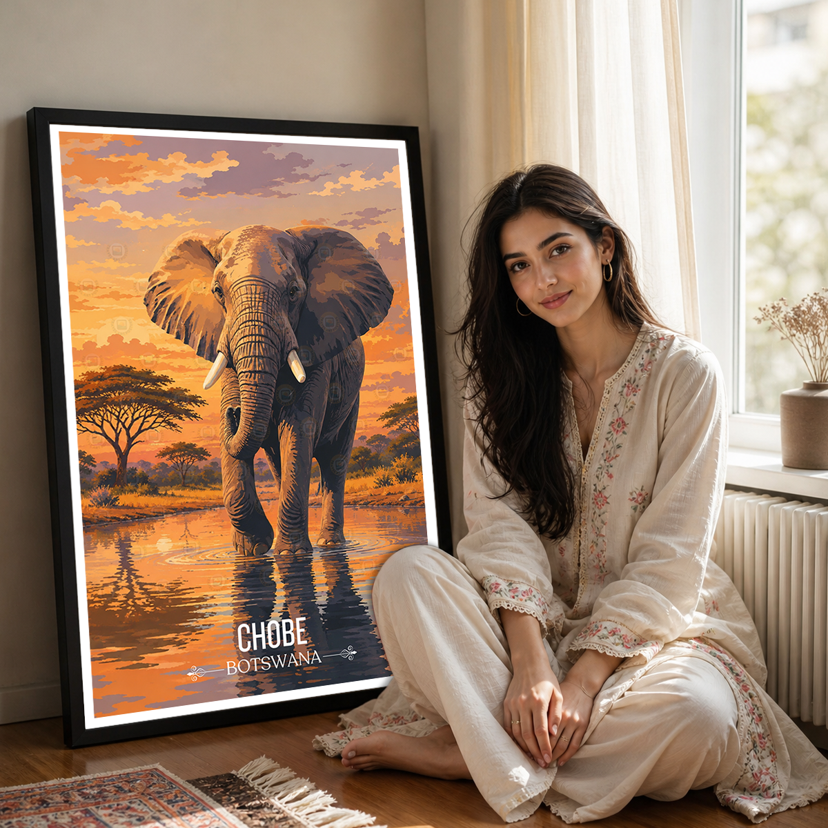 Chobe National Park - Botswana - Travel Wall Art Deco Poster Print - Travel Art Poster Print